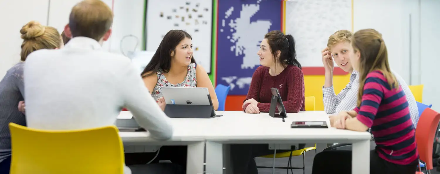 group of young people working together at Inverness Campus