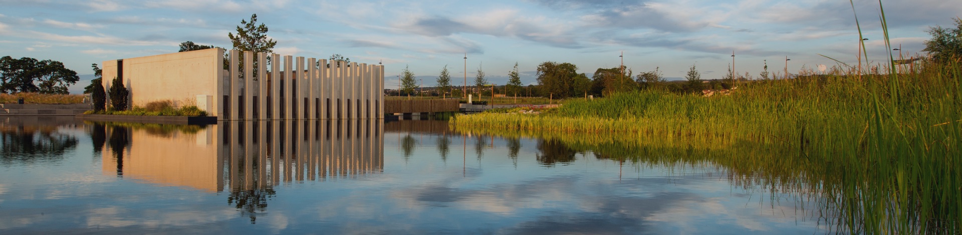 Man made water feature on Inverness Campus